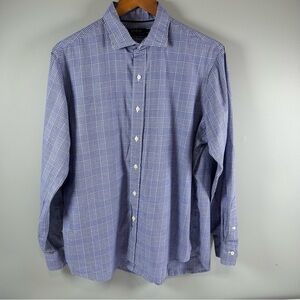 Polo Ralph Lauren Button Up Cotton Dress Shirt Blue Plaid Long Sleeve Men's Sz L